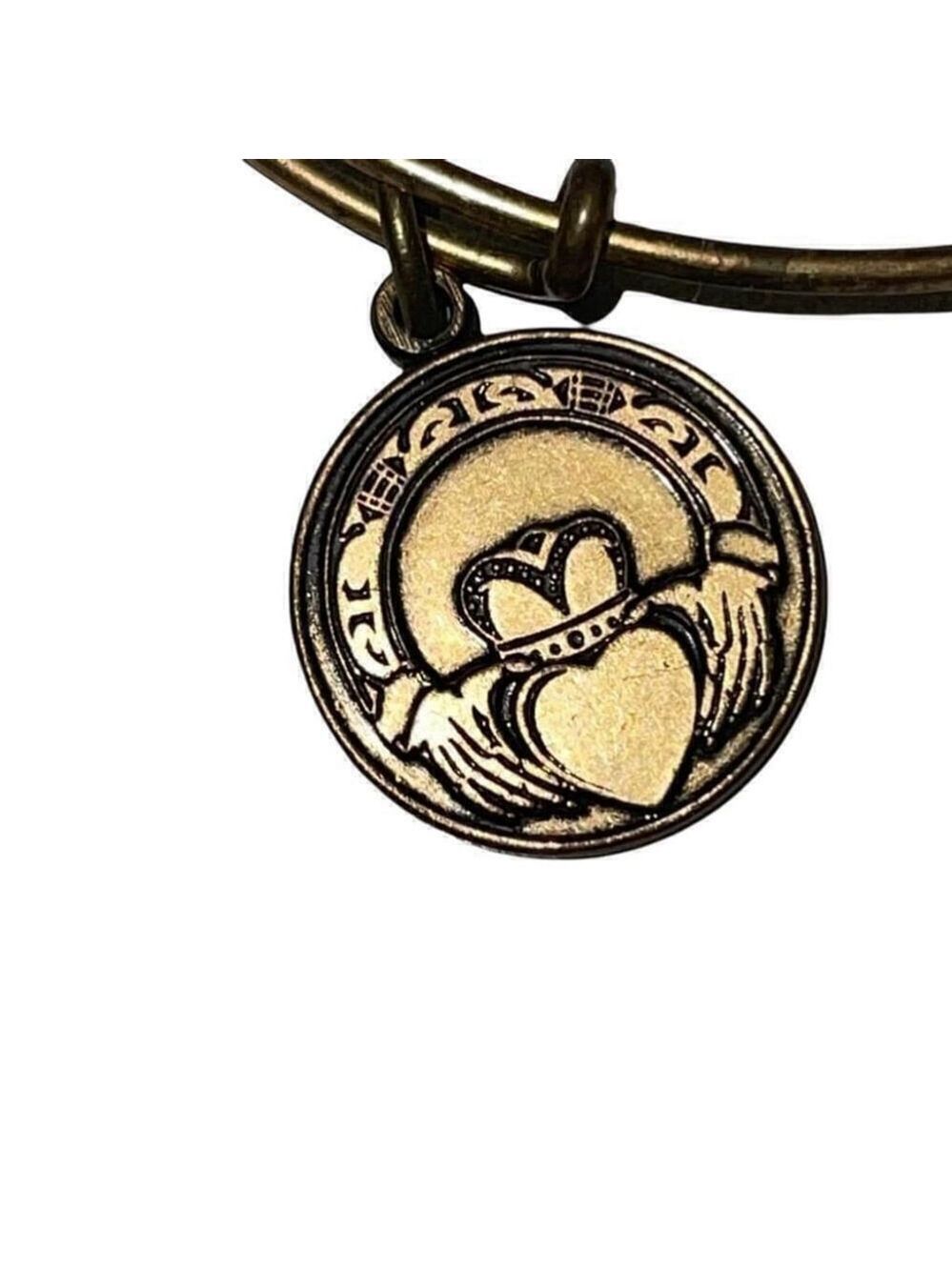 Alex and Ani Claddagh Charm Bangle Bracelet - Rafaelian Gold Finish - Picture 4 of 8